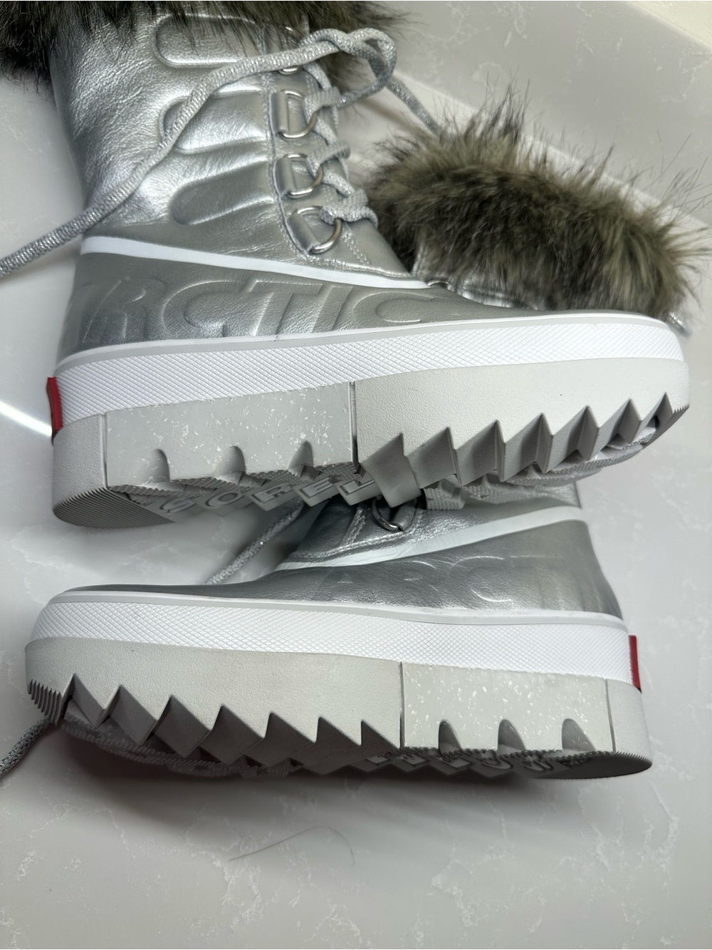 SOREL Women's Joan of Arctic Next Waterproof Boots Silver Metallic Size 7 Sample - Picture 8 of 15